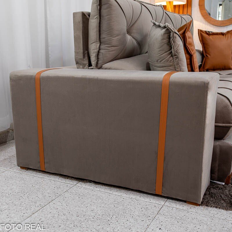 Sofá Retrátil Reclinável Gran Bello 2.50m Veludo Capuccino 02 - Molas Ensacadas Pocket - Imagem 10