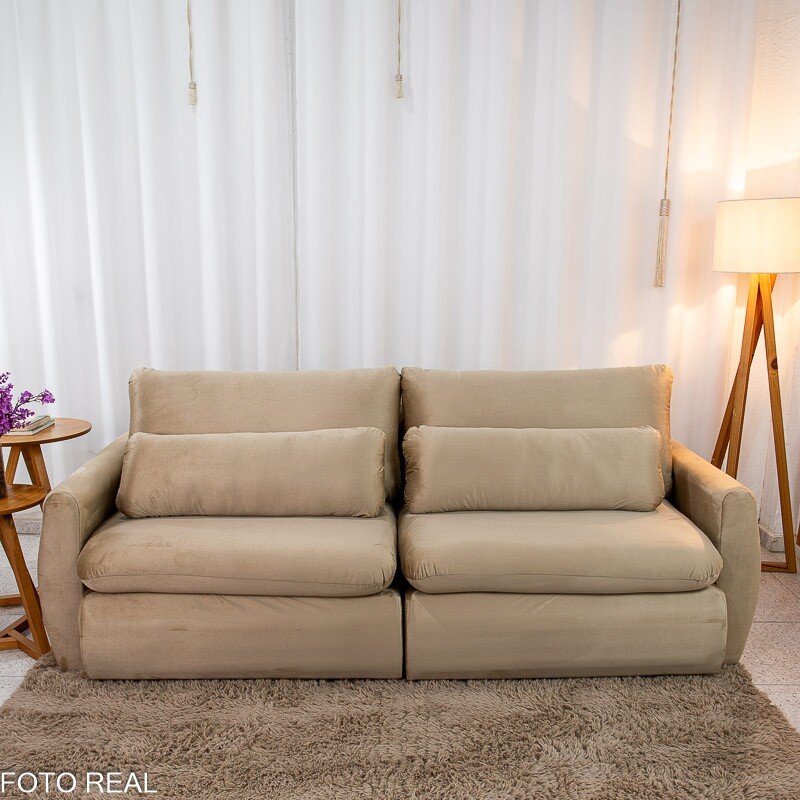 Sofá Retrátil Amaranto Premium 2.30m Veludo Bege - Sem Caixa - Imagem 5