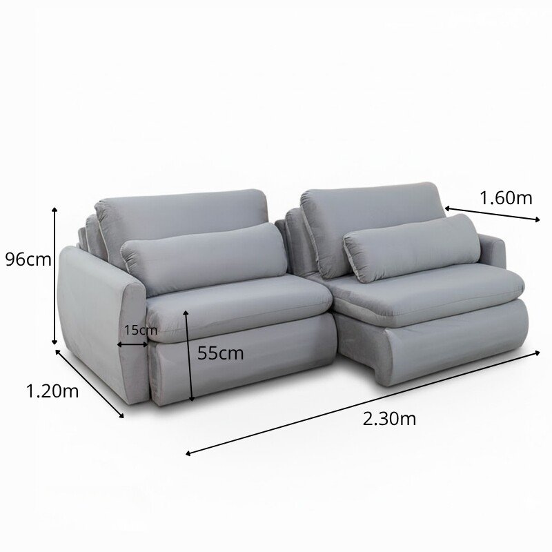 Sofá Retrátil Amaranto Premium 2.30m Veludo Prata - Sem Caixa - Imagem 2