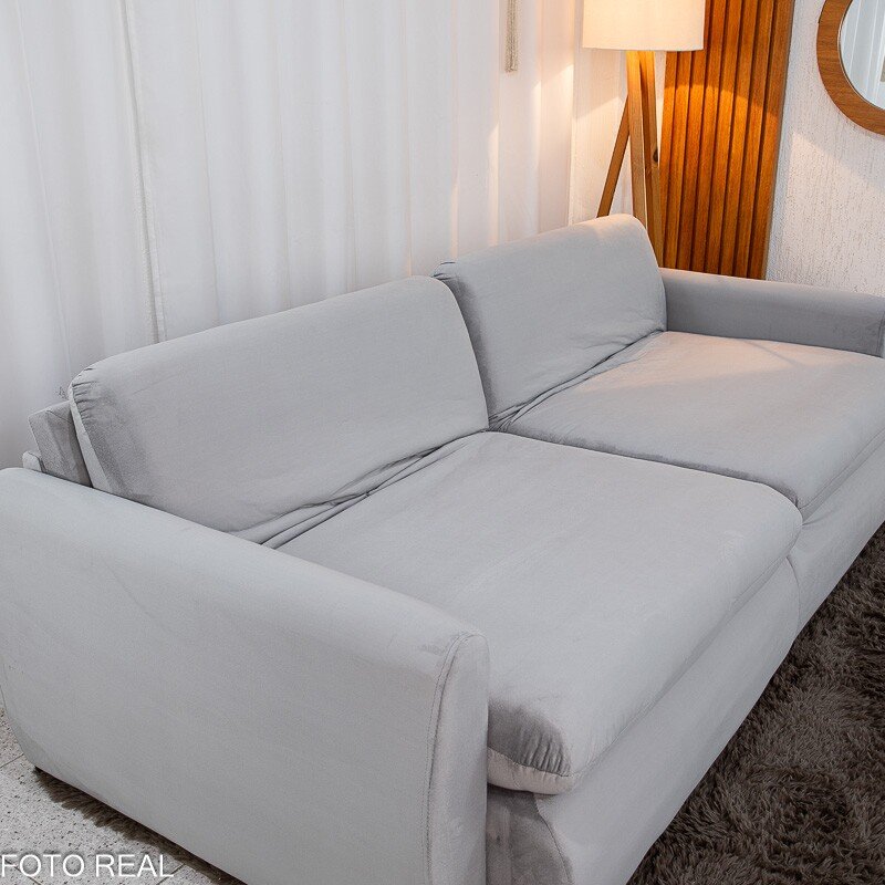 Sofá Retrátil Amaranto Premium 2.30m Veludo Prata - Sem Caixa - Imagem 9