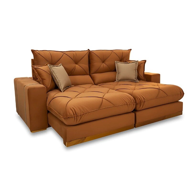 Sofá Retrátil Reclinável Gran Bello 2.30m Veludo Terracota 24 - Molas Ensacadas Pocket - Imagem 3