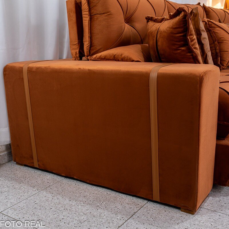 Sofá Retrátil Reclinável Gran Bello 3.20m Veludo Terracota 24 - Molas Ensacadas - Imagem 9