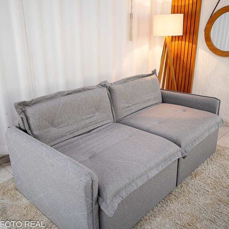 Sofá Retrátil Reclinável Lima 2.00m Linho Cinza A59 - Sem Caixa - Imagem 8