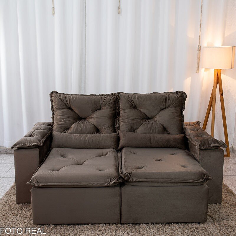 Sofá Retrátil Reclinável Master 2.00m Veludo Marrom - Sem Caixa - Imagem 4