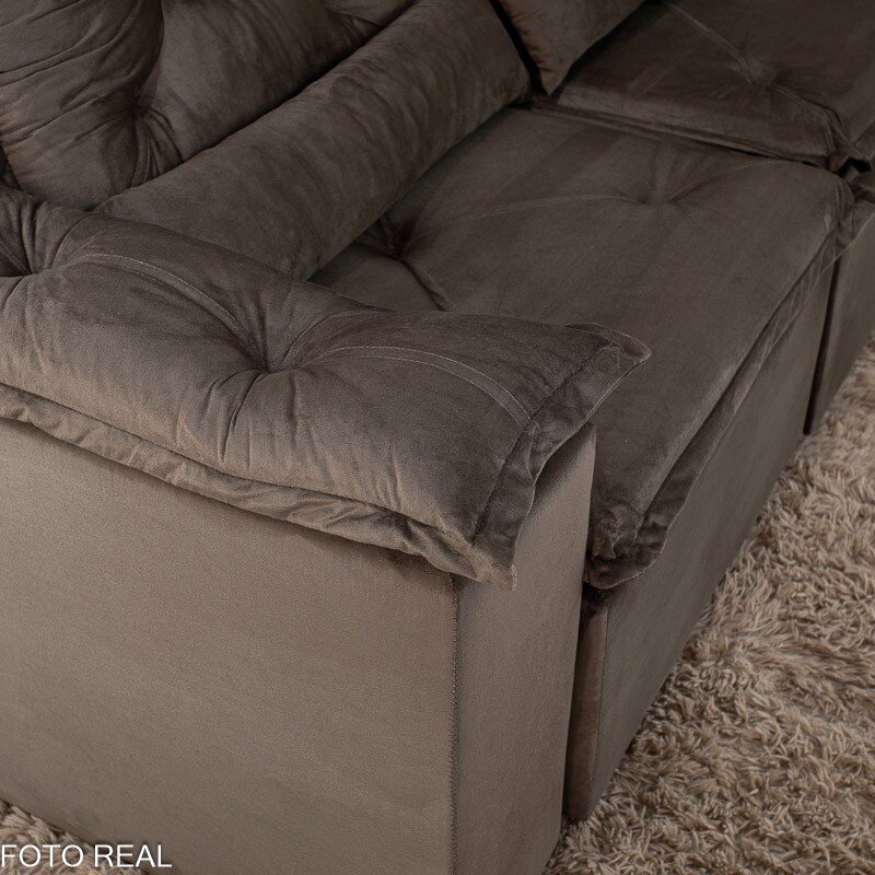 Sofá Retrátil Reclinável Master 2.00m Veludo Marrom - Sem Caixa - Imagem 9