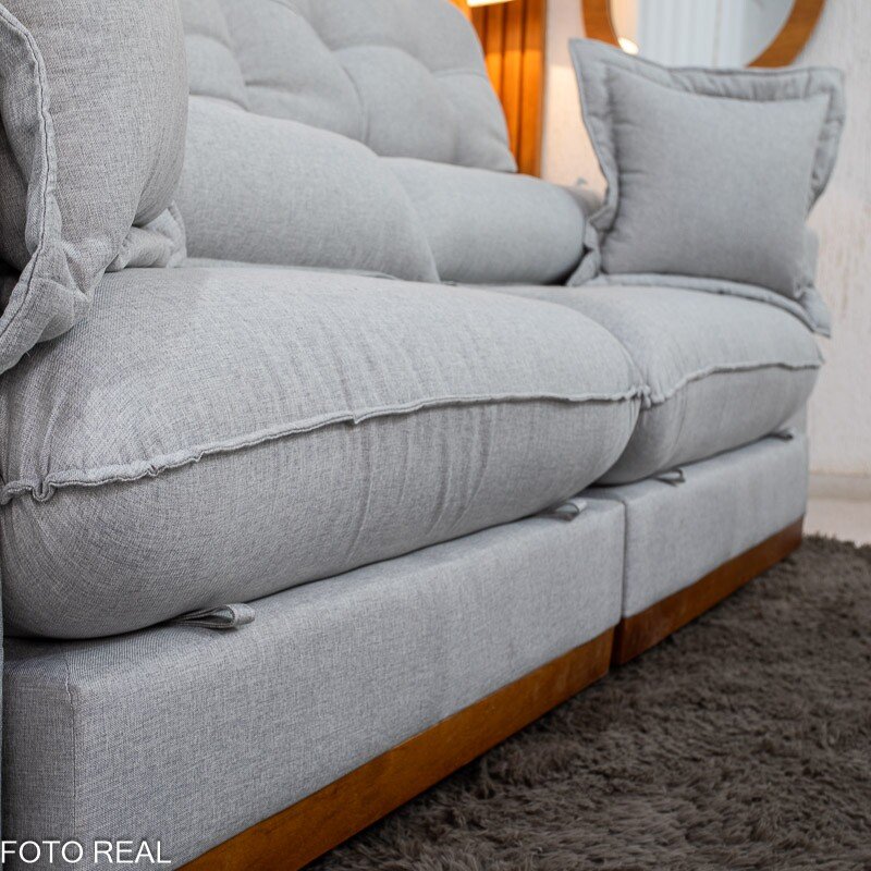 Sofá Retrátil Reclinável Toronto 2.50m Linho Cinza 2005 - D33 e Molas Ensacadas - Imagem 7