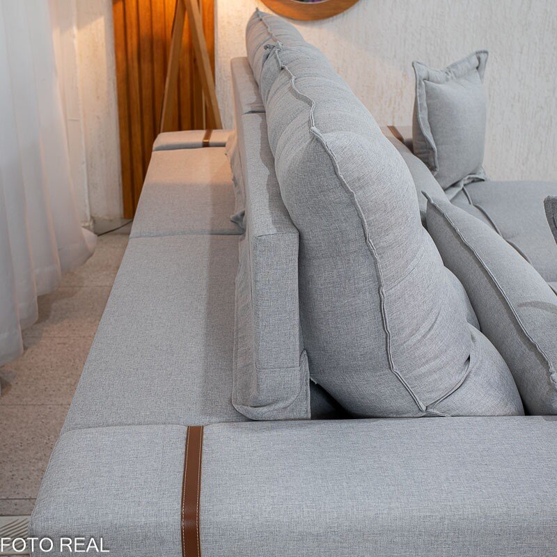 Sofá Retrátil Reclinável Toronto 2.50m Linho Cinza 2005 - D33 e Molas Ensacadas - Imagem 8