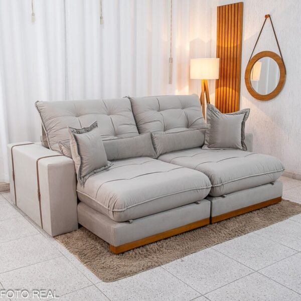 Sofá Retrátil Reclinável Toronto 2.50m Veludo Avelã 4052 - D33 e Molas Ensacadas