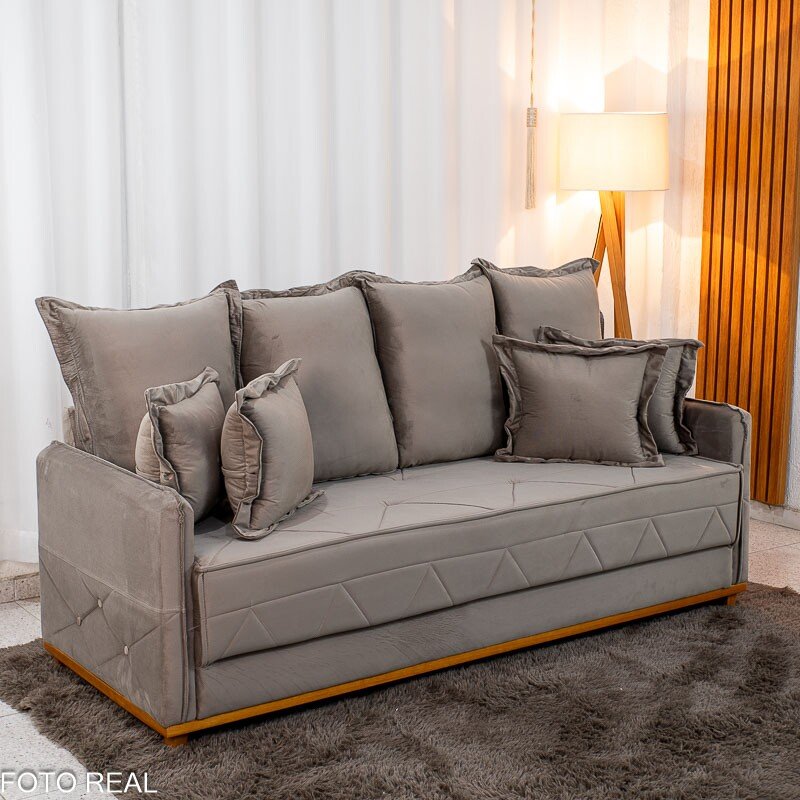 Sofá Vican Larg. 2.00m Veludo Capuccino 5003 - Molas Bonnel - Imagem 4