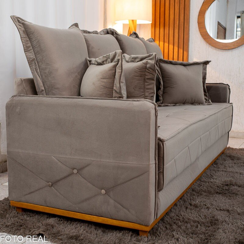 Sofá Vican Larg. 2.00m Veludo Capuccino 5003 - Molas Bonnel - Imagem 10