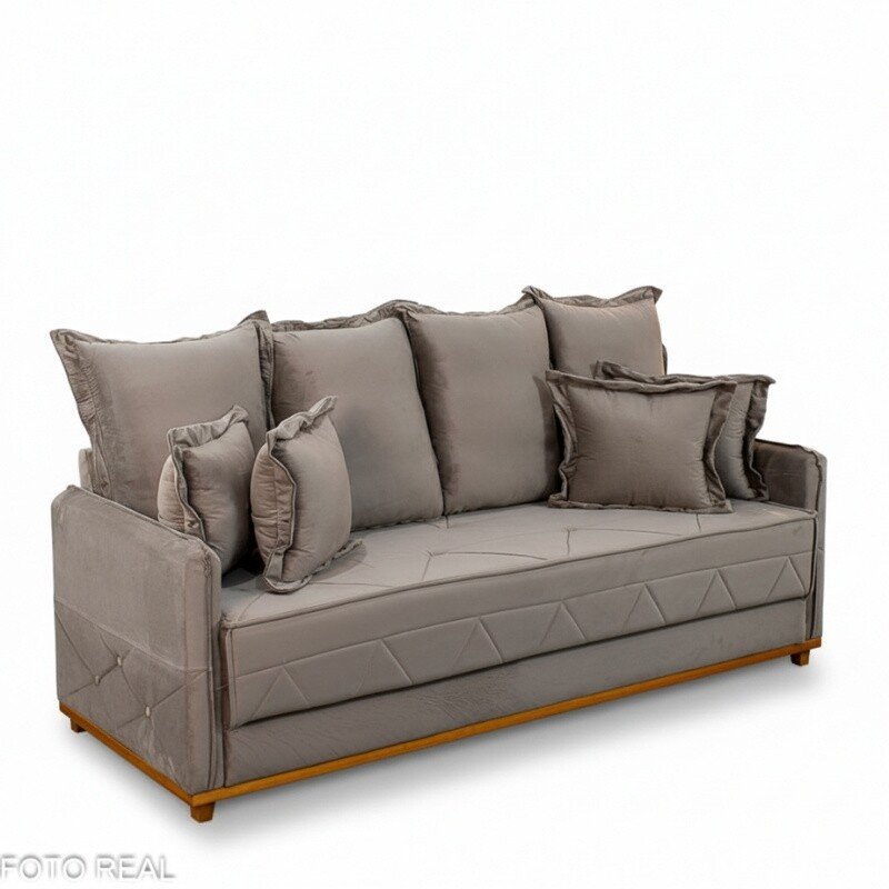 Sofá Vican Larg. 2.00m Veludo Capuccino 5003 - Molas Bonnel - Imagem 3