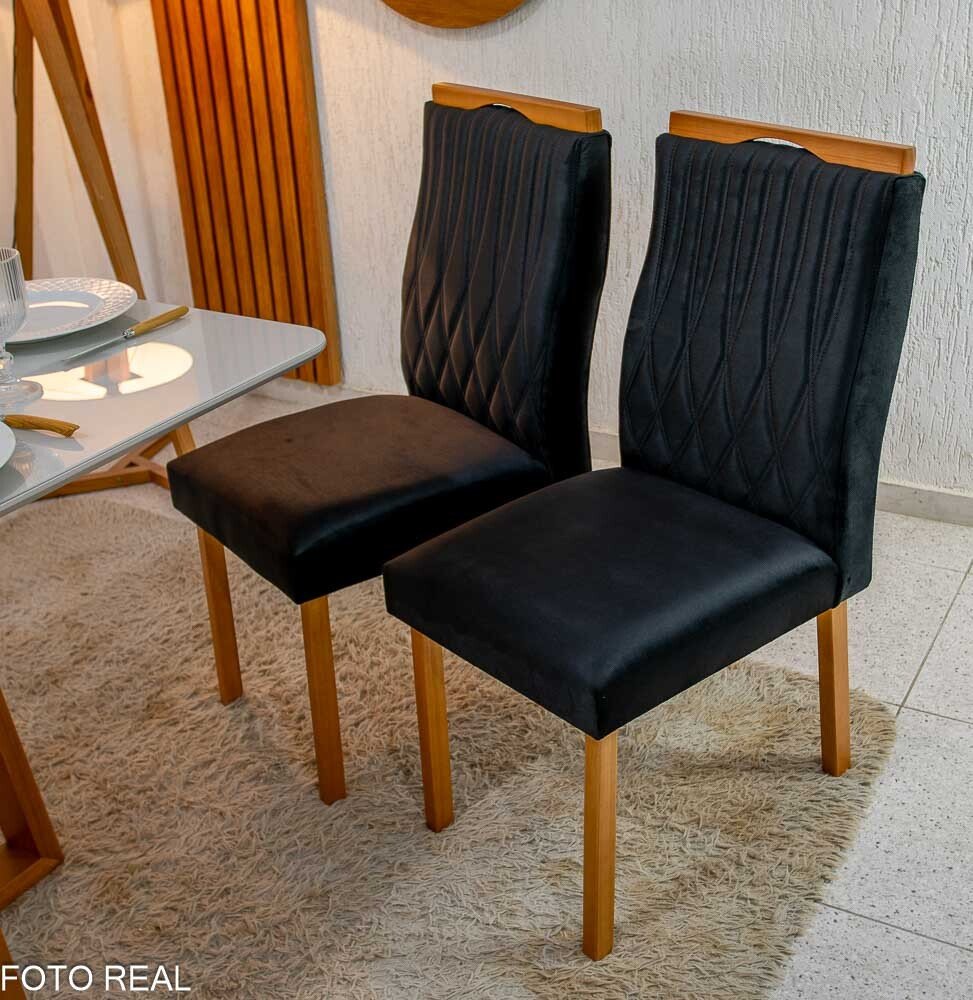Mesa de Jantar Pedro 120x80 Vidro Preto/Base Madeira Art Assento - Entregue Montada - Imagem 7