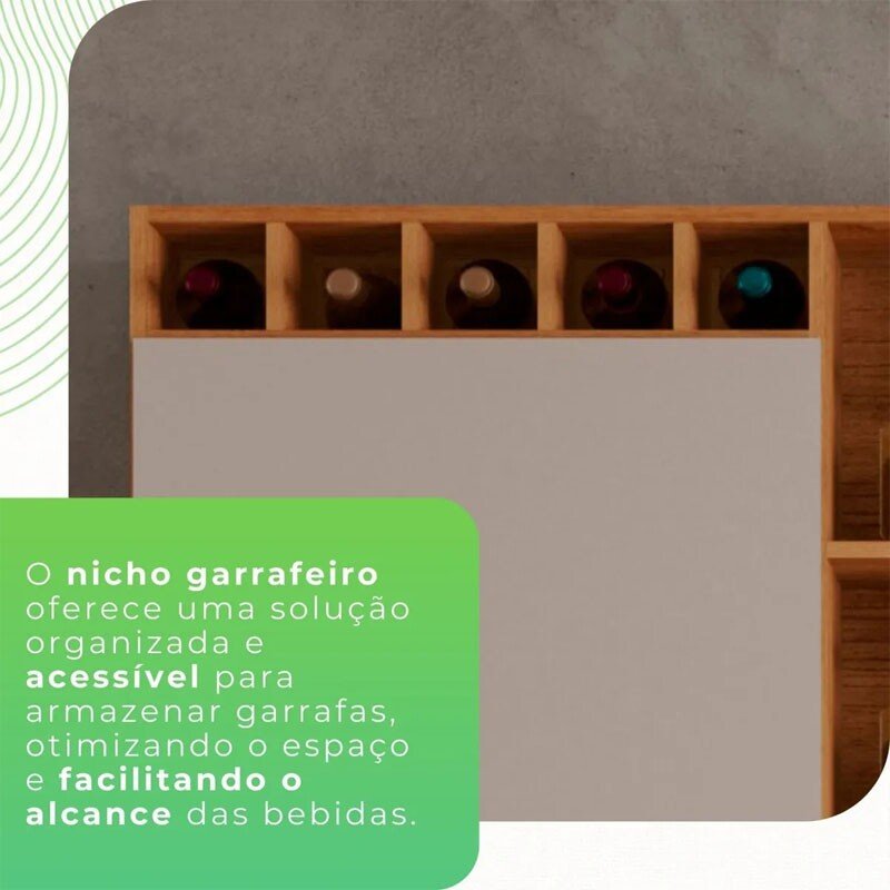 Cozinha New Topázio Cinamomo/Off 6 Portas 2 Gavetas Larg. 1.65m - Sallêto - Imagem 9