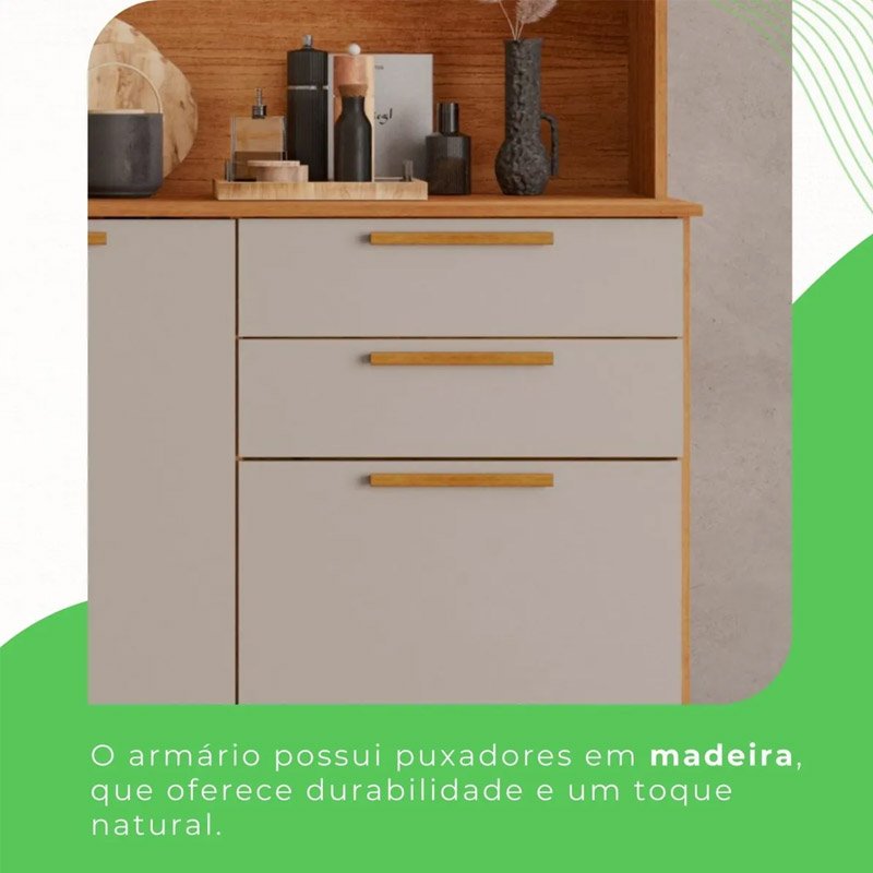 Cozinha New Topázio Cinamomo/Off 6 Portas 2 Gavetas Larg. 1.65m - Sallêto - Imagem 5