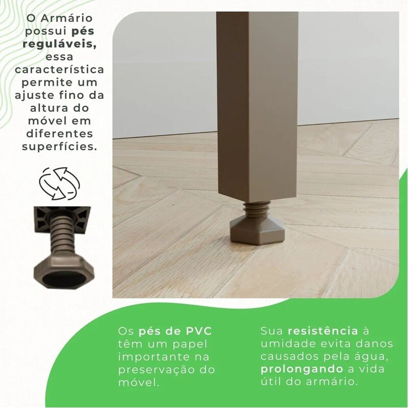 Cozinha New Topázio Cinamomo/Off 6 Portas 2 Gavetas Larg. 1.65m - Sallêto - Imagem 10