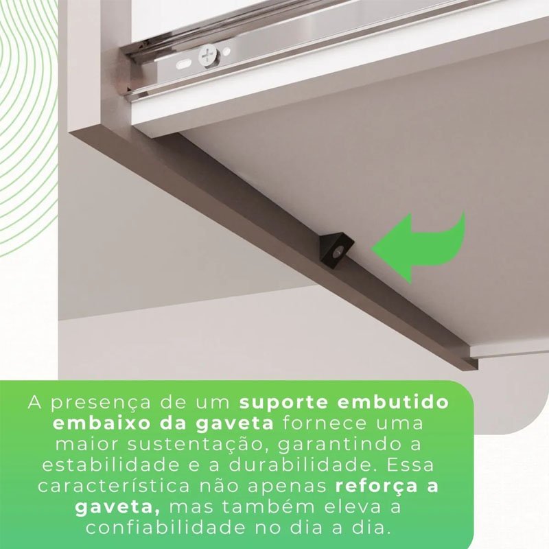 Cozinha New Topázio Cinamomo/Off 6 Portas 2 Gavetas Larg. 1.65m - Sallêto - Imagem 6