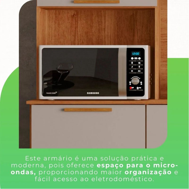 Cozinha New Topázio Cinamomo/Off 6 Portas 2 Gavetas Larg. 1.65m - Sallêto - Imagem 8