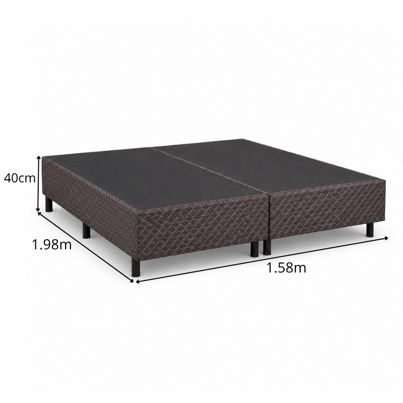 Base Box Queen Bipartido Universal Marrom Bordado 158x198x40 - Gazin - Imagem 2