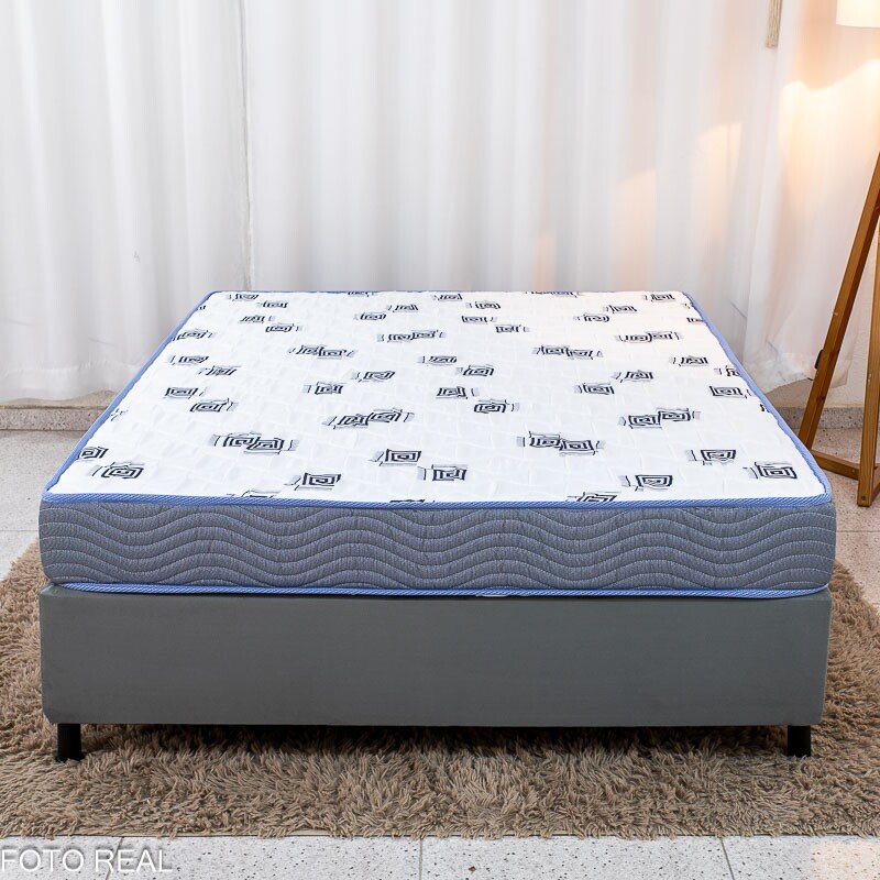 Box Casal Sued Cinza Ortobel + Colchão Casal Light 100% Espuma D33 Selado 138x188x54 - Ortobom | Suporta até 260kg - Imagem 4