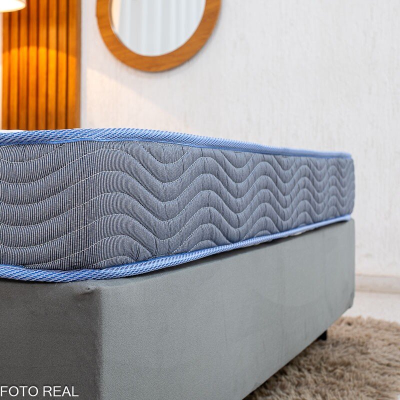 Box Casal Sued Cinza Ortobel + Colchão Casal Light 100% Espuma D33 Selado 138x188x54 - Ortobom | Suporta até 260kg - Imagem 5