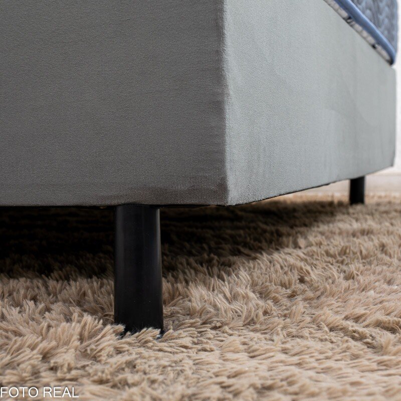 Box Casal Sued Cinza Ortobel + Colchão Casal Light 100% Espuma D33 Selado 138x188x54 - Ortobom | Suporta até 260kg - Imagem 6