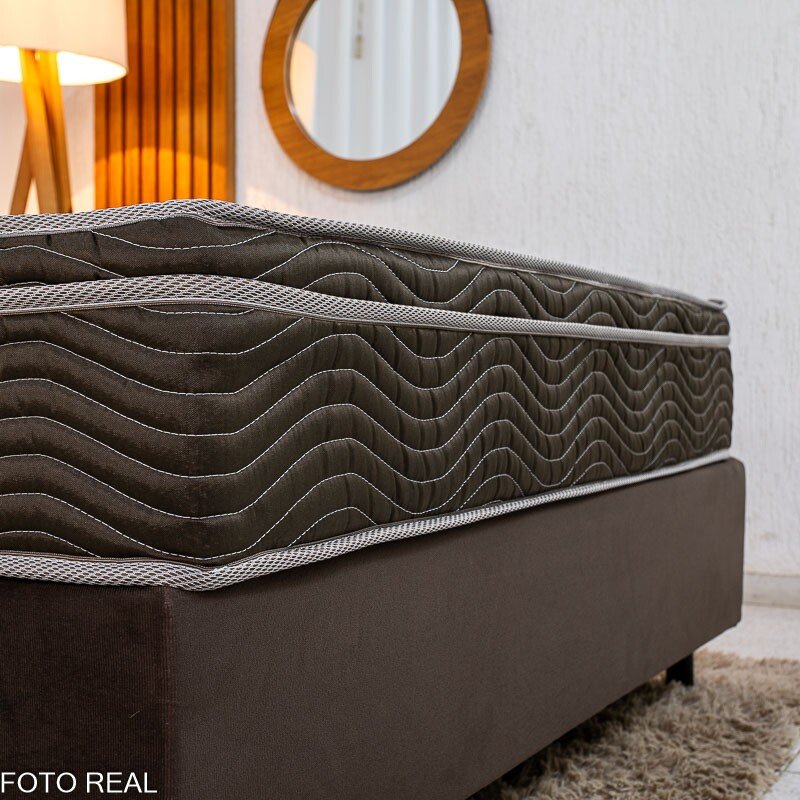 Box Casal Sued Marrom Ortobel + Colchão Casal Ortopédico Light 138x188x62 - Ortobom | Suporta até 260kg - Imagem 5