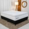 Box Casal Sued Preto Nosso Sonho + Colchão Casal New Freedom 138x188x69 Molas Ensacadas Pocket Espuma Viscoelástica D33 - Ortobom | Suporta até 300kg