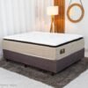 Box Casal Universal Marrom Bordado + Colchão Casal Twins 138x188x71 Molas BlueWave - Gazin | Suporta até 290kg