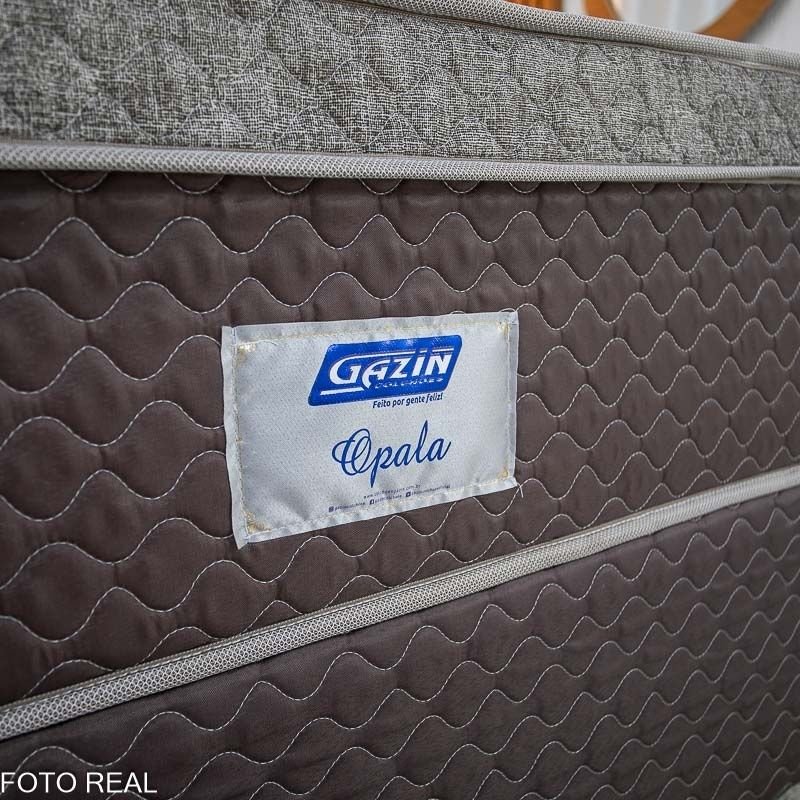 Box Casal Universal Marrom Bordado + Colchão Opala Casal 138x188x72 Molas Ensacadas - Gazin | Suporta até 240kg - Imagem 4