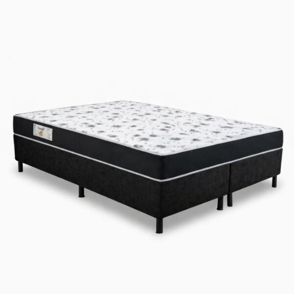 Box Queen Sued Preto Nosso Sonho + Colchão Queen Santé 158x198x57 100% Espuma D33 - Nosso Sonho | Suporta até 250kg