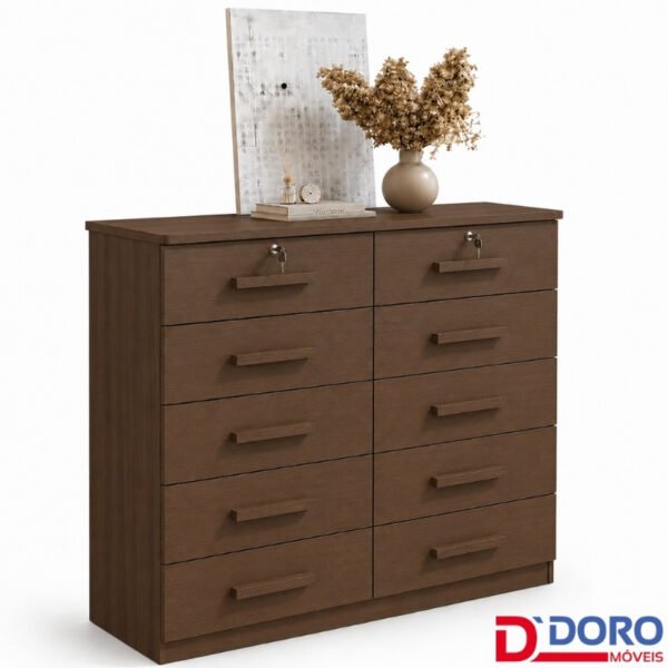 Cômoda Ryad Com 10 Gavetas Castanho - D Doro