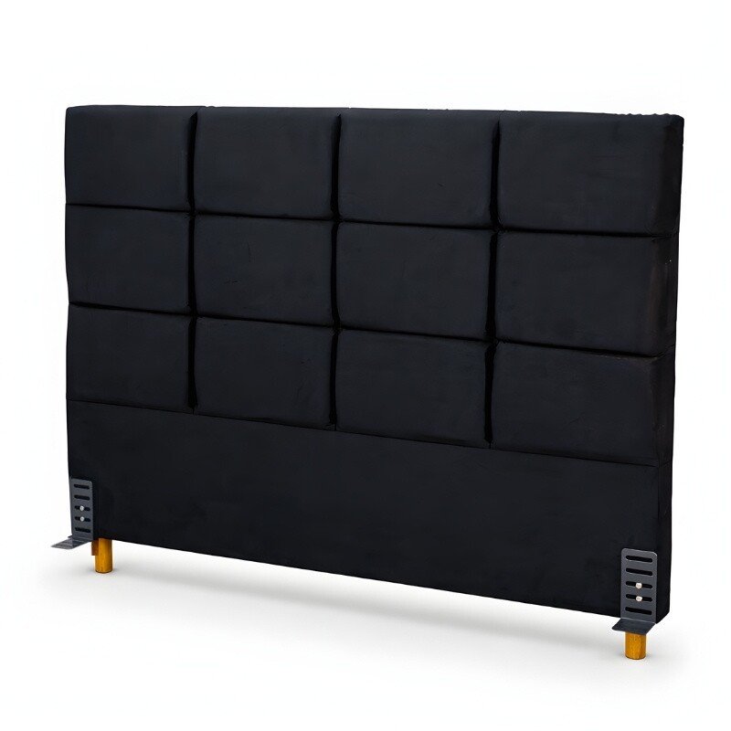 Cabeceira Casal Itália Veludo Preto Larg. 1.40m