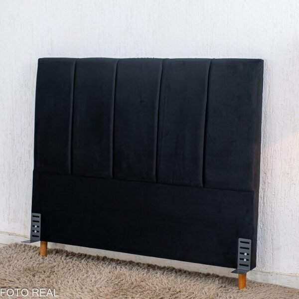 Cabeceira Casal Roma Veludo Preto Larg. 1.40m