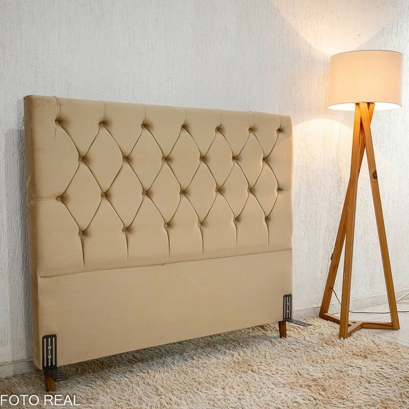 Unibox Casal Premium Ortopédica D33 Nosso Sonho + Painel Cabeceira Roma Veludo Bege - 138x188x62 | Suporta até 250kg - Imagem 8