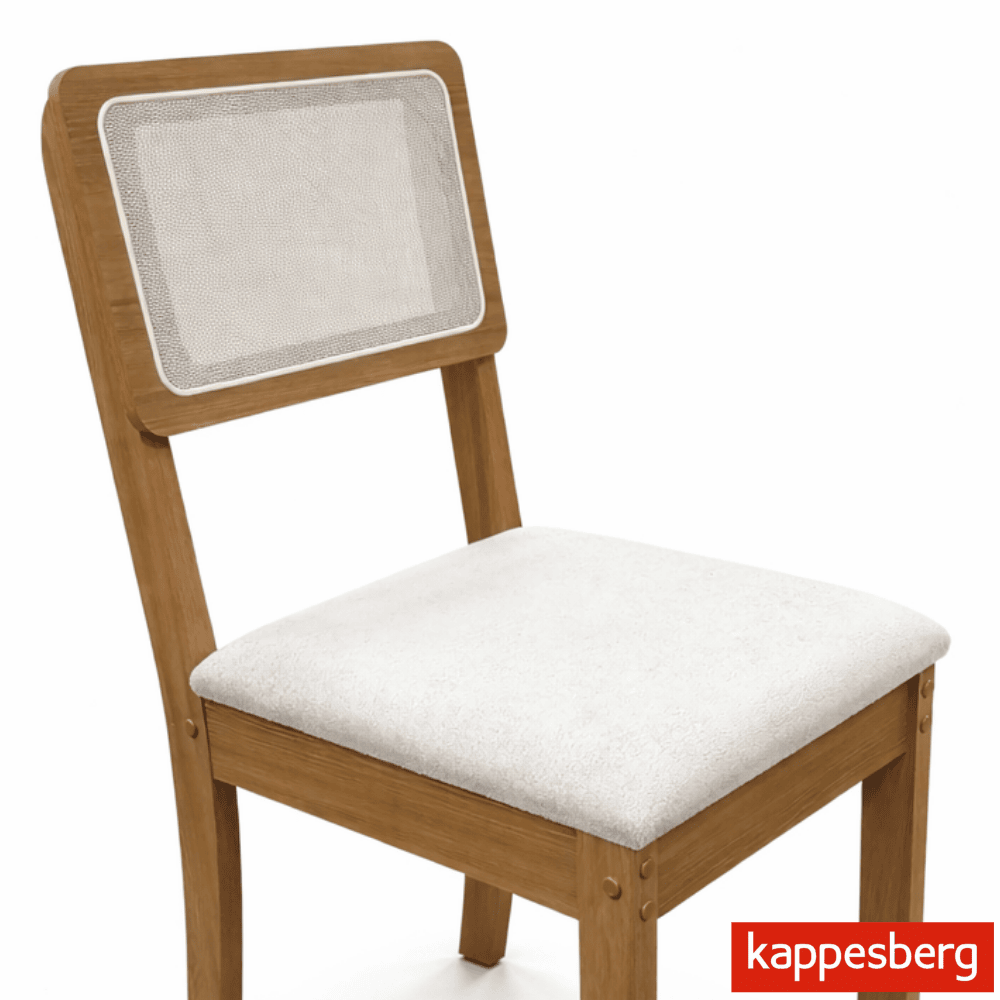 Mesa de Jantar BA68 Tampo MDF Madeirado 160X80 Madeira Maciça + 6 Cad. Gardeni Cinamomo - Kappesberg - Imagem 6