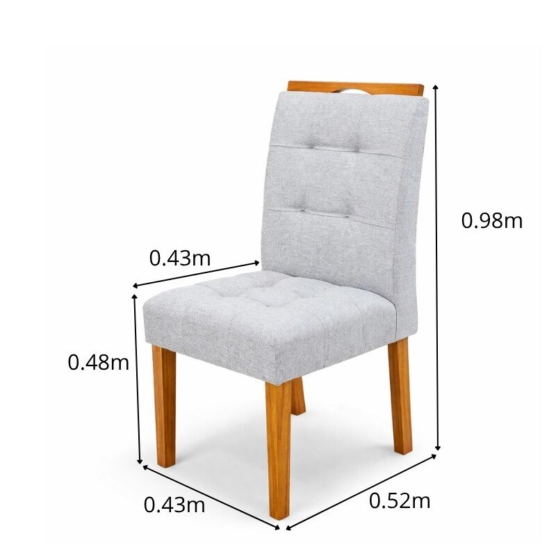 Mesa de Jantar Moscou 160x80 Vidro Off/Base Cinamomo + 6 Cad. Londres Linho Prata Madeira Minas Plac - Entregue Montada - Imagem 6