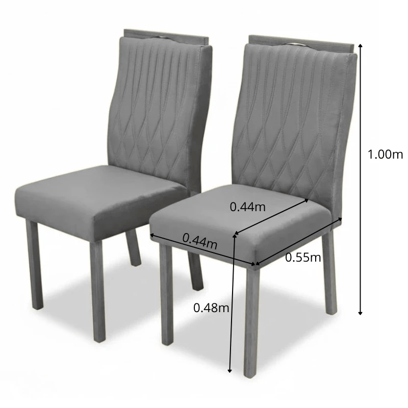 Mesa de Jantar Helo 120×90 Vidro Off/Base Mel Poliman + 4 Cad. Genova Veludo Bege 512 Madeira - Art Assento - Imagem 8