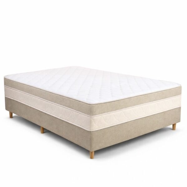 Cama Box Casal Ortopédica Premium Linho Bege 138x188x62 - Nosso Sonho | Suporta até 250kg