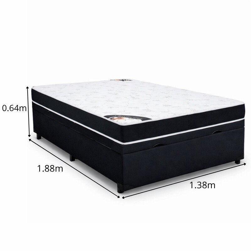 Colchão Casal Classic Supreme Ortopédico Lestespuma + Box Baú Casal Prime Confort Sued Preto Blindado Issacar - 138x188x64 | Suporta até 200kg - Imagem 6