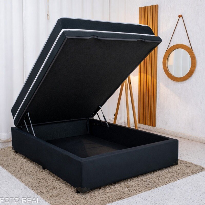 Colchão Casal Classic Supreme Ortopédico Lestespuma + Box Baú Casal Prime Confort Sued Preto Blindado Issacar - 138x188x64 | Suporta até 200kg - Imagem 2