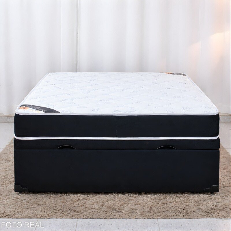 Colchão Casal Classic Supreme Ortopédico Lestespuma + Box Baú Casal Prime Confort Sued Preto Blindado Issacar - 138x188x64 | Suporta até 200kg - Imagem 3