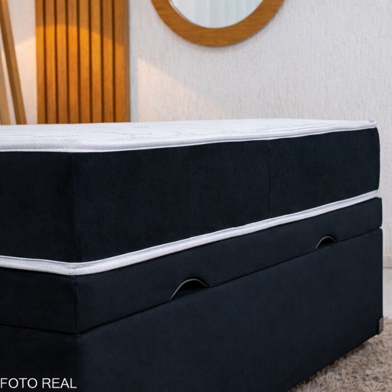 Colchão Casal Classic Supreme Ortopédico Lestespuma + Box Baú Casal Prime Confort Sued Preto Blindado Issacar - 138x188x64 | Suporta até 200kg - Imagem 4