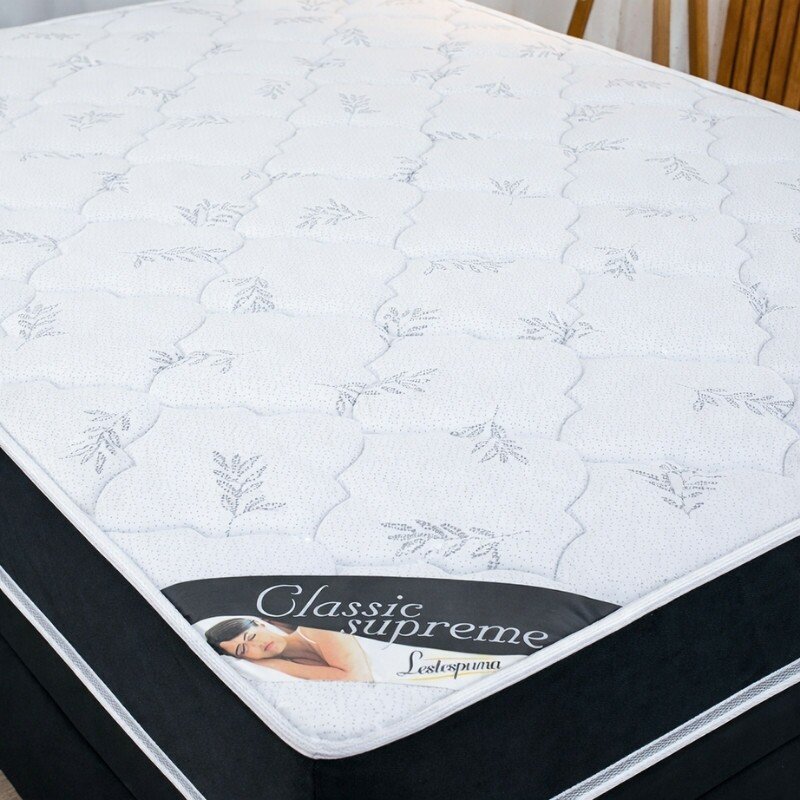 Colchão Casal Classic Supreme Ortopédico Lestespuma + Box Baú Casal Prime Confort Sued Preto Blindado Issacar - 138x188x64 | Suporta até 200kg - Imagem 5