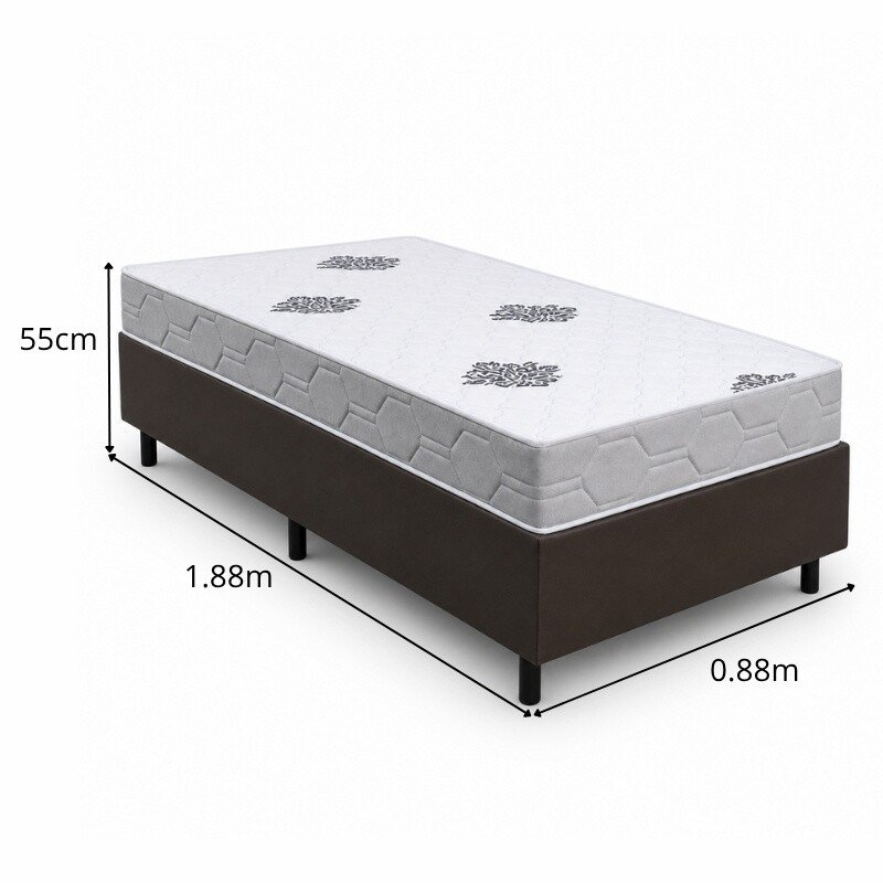 Colchão Solteiro Confort Premium Ortopédico D28 - Inovaflex + Box Solteiro Korino Marrom - Ortobel 88x188x55 | Suporta até 120kg - Imagem 2