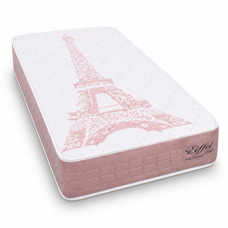 Colchão Solteiro Eiffel Molas Ensacadas Rosa - Anjos + Box Solteiro Korino Marrom - Ortobel 88x188x63 | Suporta até 130kg - Imagem 16