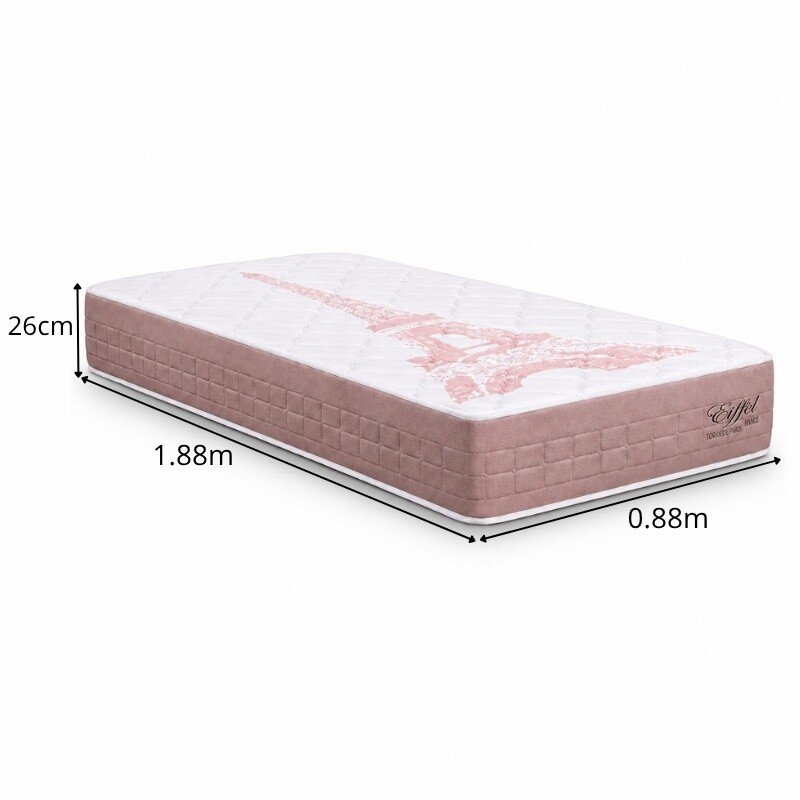 Colchão Solteiro Eiffel Molas Ensacadas Rosa - Anjos + Box Solteiro Korino Marrom - Ortobel 88x188x63 | Suporta até 130kg - Imagem 10
