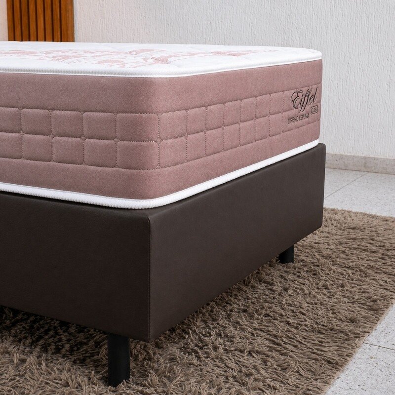 Colchão Solteiro Eiffel Molas Ensacadas Rosa - Anjos + Box Solteiro Korino Marrom - Ortobel 88x188x63 | Suporta até 130kg - Imagem 5
