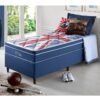 Box Azul + Colchão Solteiro London Molas Superlastic 88x188x68 - Anjos