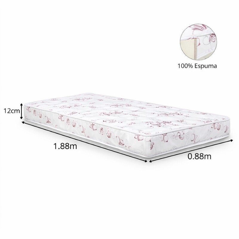 Colchão Solteiro Soffie Lotus 88x188x12 D20 Branco Det. Vermelho - Nosso Sonho - Imagem 3