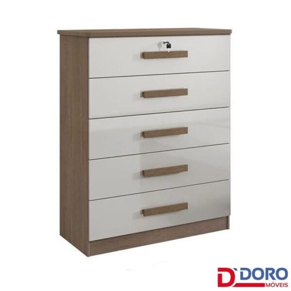 Cômoda Ipanema Castanho/Off 5 Gavetas Larg. 0.85m - D Doro